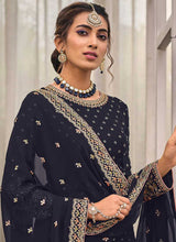 Load image into Gallery viewer, Blue Floral Embroidered Palazzo Style Suit fashionandstylish.myshopify.com