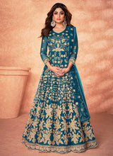 Load image into Gallery viewer, Blue Floral Embroidered Stylish Kalidar Anarkali fashionandstylish.myshopify.com