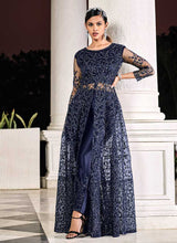 Load image into Gallery viewer, Blue Floral Embroidered Stylish Lehenga/ Pant Style Anarkali fashionandstylish.myshopify.com