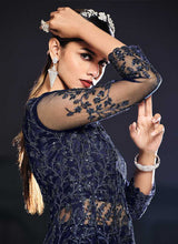 Load image into Gallery viewer, Blue Floral Embroidered Stylish Lehenga/ Pant Style Anarkali fashionandstylish.myshopify.com