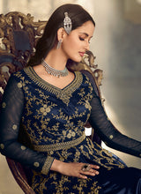 Load image into Gallery viewer, Blue Floral Heavy Embroidered Gown Style Anarkali