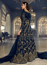 Load image into Gallery viewer, Blue Floral Heavy Embroidered Gown Style Anarkali