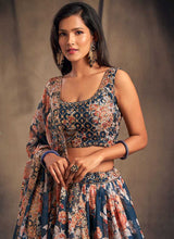 Load image into Gallery viewer, Blue Floral Printed Stylish Embroidered Lehenga Choli fashionandstylish.myshopify.com