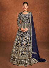 Load image into Gallery viewer, Blue Heavy Embroidered Designer Gown Style Anarkali fashionandstylish.myshopify.com