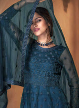 Load image into Gallery viewer, Blue Heavy Embroidered Gown Style Anarkali Suit fashionandstylish.myshopify.com