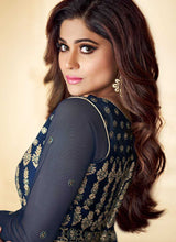 Load image into Gallery viewer, Blue Heavy Embroidered High Slit Style Anarkali fashionandstylish.myshopify.com