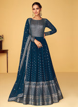 Load image into Gallery viewer, Blue Heavy Embroidered Kalidar Anarkali