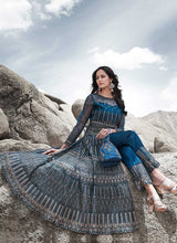 Load image into Gallery viewer, Blue Heavy Embroidered Kalidar Lehenga/ Pant Style Anarkali fashionandstylish.myshopify.com