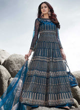 Load image into Gallery viewer, Blue Heavy Embroidered Kalidar Lehenga/ Pant Style Anarkali fashionandstylish.myshopify.com