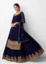 Load image into Gallery viewer, Blue Heavy Embroidered Lehenga Style Anarkali Suit fashionandstylish.myshopify.com