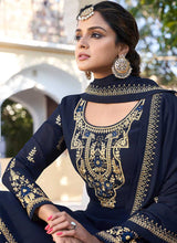 Load image into Gallery viewer, Blue Heavy Embroidered Sharara Style Suit fashionandstylish.myshopify.com