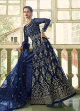 Load image into Gallery viewer, Blue Heavy Embroidered Slit Style Anarkali