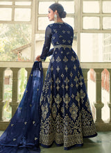Load image into Gallery viewer, Blue Heavy Embroidered Slit Style Anarkali