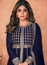 Load image into Gallery viewer, Blue Heavy Embroidered Slit Style Anarkali Lehenga fashionandstylish.myshopify.com