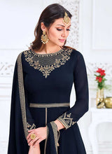 Load image into Gallery viewer, Blue Heavy Embroidered Slit Style Anarkali Suit fashionandstylish.myshopify.com