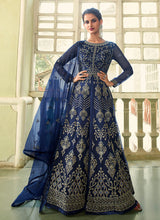 Load image into Gallery viewer, Blue Heavy Embroidered Slit Style Anarkali