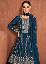 Load image into Gallery viewer, Blue Heavy Embroidered Stylish Lehenga fashionandstylish.myshopify.com