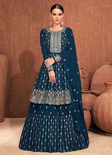 Load image into Gallery viewer, Blue Heavy Embroidered Stylish Lehenga fashionandstylish.myshopify.com