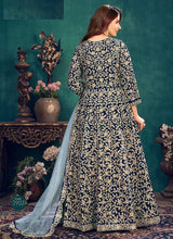 Load image into Gallery viewer, Blue Heavy Embroidered Stylish Velvet Anarkali Suit fashionandstylish.myshopify.com