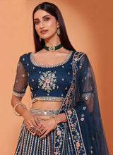 Load image into Gallery viewer, Blue Heavy Floral Embroidered Stylish Lehenga Choli fashionandstylish.myshopify.com
