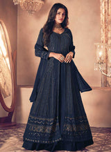 Load image into Gallery viewer, Blue Sequin Embroidered Slit Style Lehenga fashionandstylish.myshopify.com