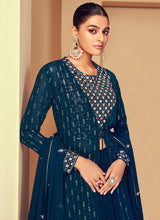 Load image into Gallery viewer, Blue Sequins Embroidered Jacket Style Designer Suit