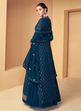 Load image into Gallery viewer, Blue Sequins Embroidered Jacket Style Designer Suit