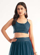 Load image into Gallery viewer, Blue Sequins Embroidered Stylish Lehenga Choli fashionandstylish.myshopify.com