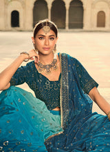 Load image into Gallery viewer, Blue Shaded Heavy Embroidered Stylish Lehenga Choli