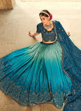 Load image into Gallery viewer, Blue Shaded Heavy Embroidered Stylish Lehenga Choli