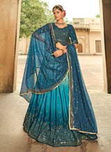 Load image into Gallery viewer, Blue Shaded Heavy Embroidered Stylish Lehenga Choli