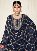 Load image into Gallery viewer, Blue and Gold Embroidered Gharara Suit fashionandstylish.myshopify.com