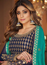Load image into Gallery viewer, Blue and Gold Heavy Embroidered Festive Wear Lehenga fashionandstylish.myshopify.com