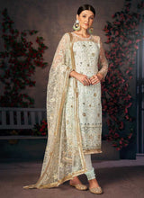Load image into Gallery viewer, Blue and Gold Heavy Embroidered Pant Style Suit fashionandstylish.myshopify.com