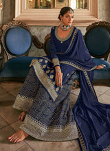 Load image into Gallery viewer, Blue and Gold Heavy Embroidered Stylish Palazzo Suit fashionandstylish.myshopify.com