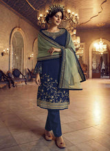 Load image into Gallery viewer, Blue and Green Heavy Embroidered Lehenga/ Pant Style Suit fashionandstylish.myshopify.com