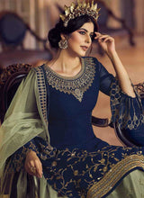 Load image into Gallery viewer, Blue and Green Heavy Embroidered Lehenga/ Pant Style Suit fashionandstylish.myshopify.com