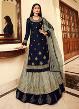 Load image into Gallery viewer, Blue and Grey Heavy Embroidered Festive Wear Lehenga fashionandstylish.myshopify.com
