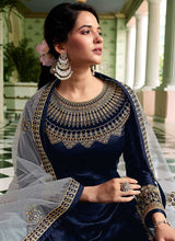 Load image into Gallery viewer, Blue and Grey Heavy Embroidered Lehenga/ Pant Style Suit fashionandstylish.myshopify.com
