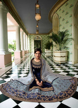 Load image into Gallery viewer, Blue and Grey Heavy Embroidered Lehenga/ Pant Style Suit fashionandstylish.myshopify.com
