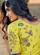Load image into Gallery viewer, Blue and Light Green Embroidered Bollywood Style Saree fashionandstylish.myshopify.com