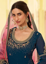 Load image into Gallery viewer, Blue and Pink Designer Heavy Embroidered Lehenga fashionandstylish.myshopify.com