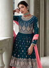 Load image into Gallery viewer, Blue and Pink Heavy Embroidered Stylish Lehenga