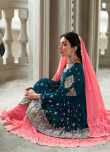 Load image into Gallery viewer, Blue and Pink Heavy Embroidered Stylish Lehenga
