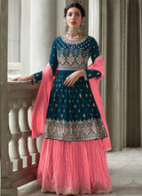 Load image into Gallery viewer, Blue and Pink Heavy Embroidered Stylish Lehenga