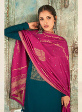 Load image into Gallery viewer, Blue and Pink Splendid Embroidered Pant Style Suit fashionandstylish.myshopify.com