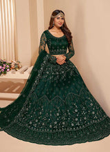 Load image into Gallery viewer, Bottle Green Floral Embroidered Stylish Lehenga Choli fashionandstylish.myshopify.com