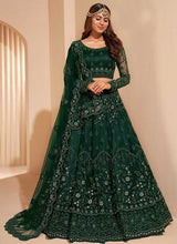 Load image into Gallery viewer, Bottle Green Floral Embroidered Stylish Lehenga Choli fashionandstylish.myshopify.com