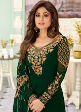 Load image into Gallery viewer, Bottle Green Heavy Embroidered Floor touch Anarkali fashionandstylish.myshopify.com