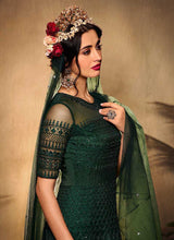 Load image into Gallery viewer, Bottle Green Heavy Embroidered Gown Style Anarkali Suit fashionandstylish.myshopify.com
